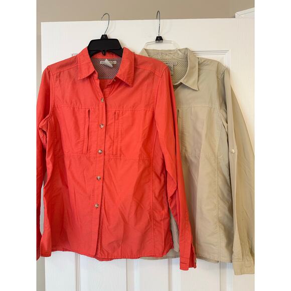 ExOfficio Lot of (2) Dryflylite Button-Up Shirt Long Sleeve Women’s Sz Medium - Picture 1 of 12